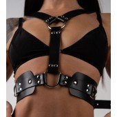 Черная кожаная двусторонняя портупея - Crazy Handmade - купить с доставкой в Норильске