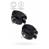 Черные кожаные оковы с двумя перекрёстными ремешками - Pecado - купить с доставкой в Норильске