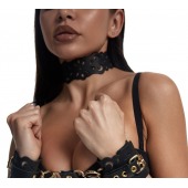 Черный ажурный чокер с золотистой фурнитурой - Crazy Handmade - купить с доставкой в Норильске