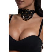 Черный чокер с клепками и золотистой фурнитурой - Crazy Handmade - купить с доставкой в Норильске