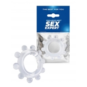 Прозрачное эрекционное кольцо со стимулирующими шариками - Sex Expert - в Норильске купить с доставкой