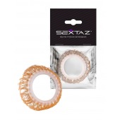 Эрекционное кольцо с бежевыми «ресничками» - Sextaz - в Норильске купить с доставкой