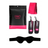 Черно-розовый эротический набор: маска, наручники и повязка - Erokay - купить с доставкой в Норильске