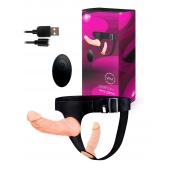 Женский страпон с 2 насадками, вибрацией и пультом ДУ - Erowoman-Eroman - купить с доставкой в Норильске