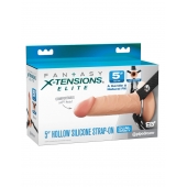 Телесный пустотелый фаллопротез 5’’ Hollow Silicone Strap-On - 14 см. - Pipedream - купить с доставкой в Норильске