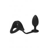 Черное эрекционное кольцо с анальной пробкой Cockstrap With Anal Plug - Dream Toys - в Норильске купить с доставкой
