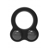 Черное эрекционное кольцо с утяжелителями Cockring Dual Weight - Dream Toys - в Норильске купить с доставкой