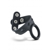Черное эрекционное кольцо с подхватом мошонки на кнопках VS6 - Blush Novelties - в Норильске купить с доставкой