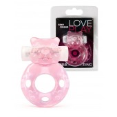 Розовое эрекционное виброкольцо в форме мишки - 1137 - в Норильске купить с доставкой