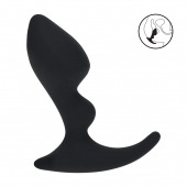 Черная анальная пробка для массажа простаты Double Ripple Silicone Prostate Massager - Shots Media BV - в Норильске купить с доставкой