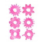 Набор из 6 розовых эрекционных колец с различным рельефом - Erowoman-Eroman - в Норильске купить с доставкой