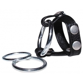 Подхват для мошонки с 3 съемными эрекционными кольцами Leder-Riemen - Orion - в Норильске купить с доставкой