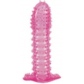 Гелевая розовая насадка с шипами - 12 см. - Toyfa Basic - в Норильске купить с доставкой