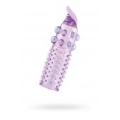 Гелевая фиолетовая насадка с шариками, шипами и усиком - 11 см. - Toyfa Basic - в Норильске купить с доставкой