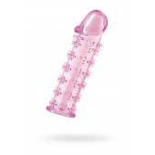 Гелевая розовая насадка на фаллос с шипами - 12 см. - Toyfa Basic - в Норильске купить с доставкой