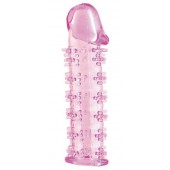 Гелевая розовая насадка на фаллос с шипами - 12 см. - Toyfa Basic - в Норильске купить с доставкой