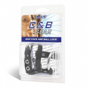 Утяжка на пенис на замочке Duo Cock And Ball Lock - BlueLine - купить с доставкой в Норильске