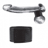 Чёрная утяжка на мошонку 1  Velcro Ball Stretcher - BlueLine - купить с доставкой в Норильске
