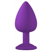 Большая фиолетовая анальная пробка Emotions Cutie Large с голубым кристаллом - 10 см. - Lola Games - купить с доставкой в Норильске