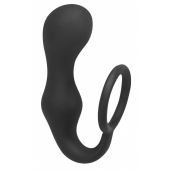 Чёрное эрекционное кольцо с анальной пробкой Double Pleasure Anal Plug - Lola Games - в Норильске купить с доставкой