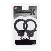 Чёрные наручники из листового металла в комплекте с веревкой BONDX METAL CUFFS LOVE ROPE SET - Dream Toys - купить с доставкой в Норильске