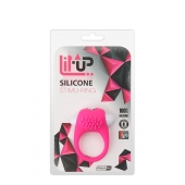 Розовое эрекционное кольцо с щеточкой LIT-UP SILICONE STIMU RING 5 - Dream Toys - в Норильске купить с доставкой