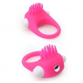 Розовое эрекционное кольцо с щеточкой LIT-UP SILICONE STIMU RING 5 - Dream Toys - в Норильске купить с доставкой