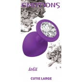 Большая фиолетовая анальная пробка Emotions Cutie Large с прозрачным кристаллом - 10 см. - Lola Games - купить с доставкой в Норильске