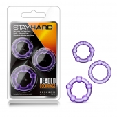 Набор из 3 фиолетовых эрекционных колец Stay Hard Beaded Cockrings - Blush Novelties - в Норильске купить с доставкой