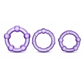 Набор из 3 фиолетовых эрекционных колец Stay Hard Beaded Cockrings - Blush Novelties - в Норильске купить с доставкой