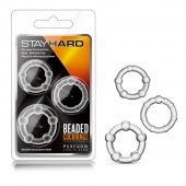 Набор из 3 прозрачных эрекционных колец Stay Hard Beaded Cockrings - Blush Novelties - в Норильске купить с доставкой