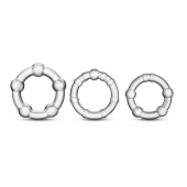 Набор из 3 прозрачных эрекционных колец Stay Hard Beaded Cockrings - Blush Novelties - в Норильске купить с доставкой