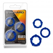 Набор из 3 синих эрекционных колец Stay Hard Beaded Cockrings - Blush Novelties - в Норильске купить с доставкой