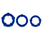 Набор из 3 синих эрекционных колец Stay Hard Beaded Cockrings - Blush Novelties - в Норильске купить с доставкой