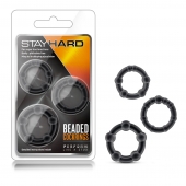Набор из 3 чёрных эрекционных колец Stay Hard Beaded Cockrings - Blush Novelties - в Норильске купить с доставкой