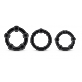 Набор из 3 чёрных эрекционных колец Stay Hard Beaded Cockrings - Blush Novelties - в Норильске купить с доставкой