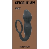 Серое эрекционное кольцо Sensation с анальным стимулятором - Lola Games - в Норильске купить с доставкой