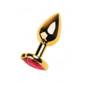 Золотистая анальная пробка с кристаллом-сердцем - 7,5 см. - ToyFa - купить с доставкой в Норильске