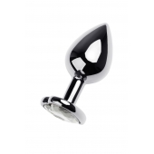 Серебристая анальная пробка с прозрачным кристаллом-сердцем - 8 см. - ToyFa - купить с доставкой в Норильске