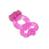 Розовое эрекционное кольцо Rings Treadle с подхватом - Lola Games - в Норильске купить с доставкой
