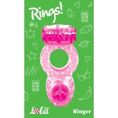 Розовое эрекционное кольцо с вибрацией Rings Ringer - Lola Games - в Норильске купить с доставкой