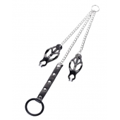 Черно-серебристые зажимы для сосков с кольцом для пениса TOYFA Metal - ToyFa - купить с доставкой в Норильске