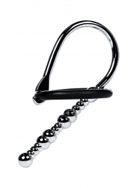 Серебристый уретральный плаг-бусины TOYFA Metal с мягким фиксириющим кольцом - ToyFa - купить с доставкой в Норильске