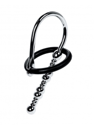 Серебристый уретральный плаг-бусины TOYFA Metal с мягким фиксириющим кольцом - ToyFa - купить с доставкой в Норильске