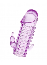 Закрытая фиолетовая насадка с 2 отростками - 13 см. - Toyfa Basic - в Норильске купить с доставкой