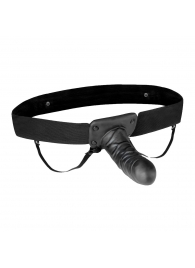 Чёрный полый страпон с вибрацией Unisex Vibrating Hollow Strap-On - 14 см. - Lux Fetish - купить с доставкой в Норильске