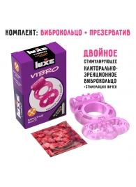 Розовое эрекционное виброкольцо Luxe VIBRO  Бархатный молот  + презерватив - Luxe - в Норильске купить с доставкой