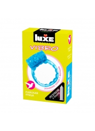 Голубое эрекционное виброкольцо Luxe VIBRO  Райская птица  + презерватив - Luxe - в Норильске купить с доставкой