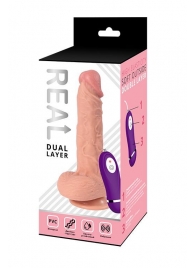 Телесный реалистичный вибратор REAL Dual Layer - 23 см. - Real