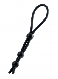 Черное лассо на пенис с тремя бусинами - A-toys - в Норильске купить с доставкой